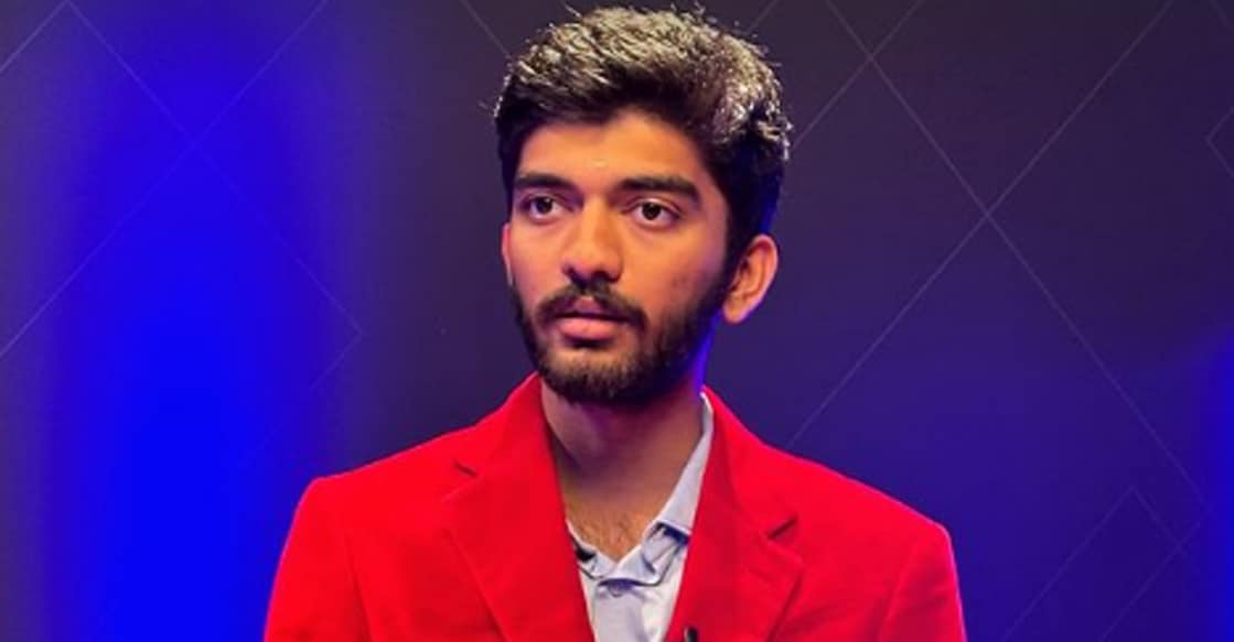 D Gukesh poses in his Freestyle Chess blazer. Photo: Instagram/Fiona Steil-Antoni 