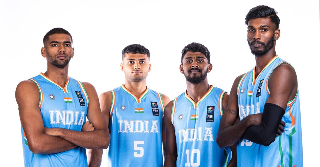 India’s Kushal Singh, Harsh Dagar, Muthu Krishnan and Pranav Prince. Photo: X/@BFI_basketball