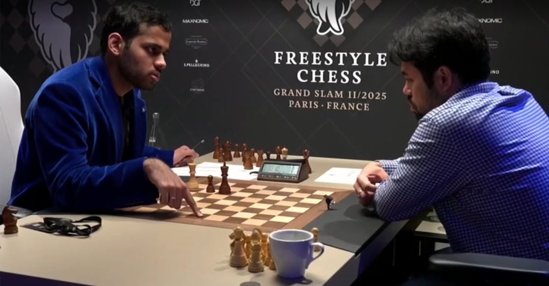 Arjun Erigaisi in action against Hikaru Nakamura. Photo: Screengrab/chess24