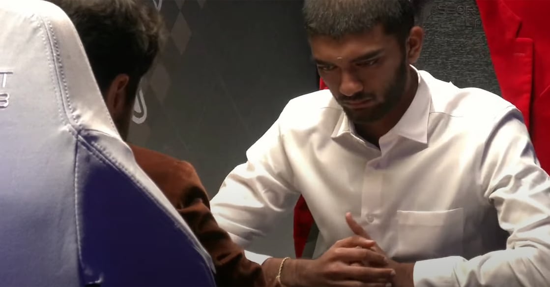 India's D Gukesh in action during the Freestyle Chess Grand Slam Tour in Paris on April 7,  2025. Photo: Screengrab/chess24