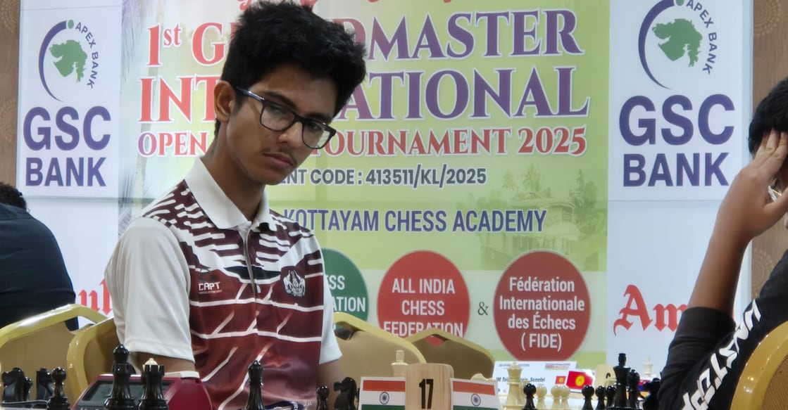 ahaz-chess-kerala Kerala’s Ahaz E U has 6 points from eight rounds in KCA’s 1st GM International chess tournament at Kanjikuzhy in Kottayam. Photo: Onmanorama