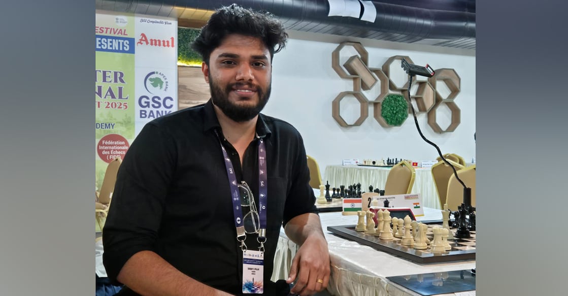 Sanjay S Pillai was the best-performing Malayali in the 1st KCA GM International in Kottayam. Photo: Onmanorama
