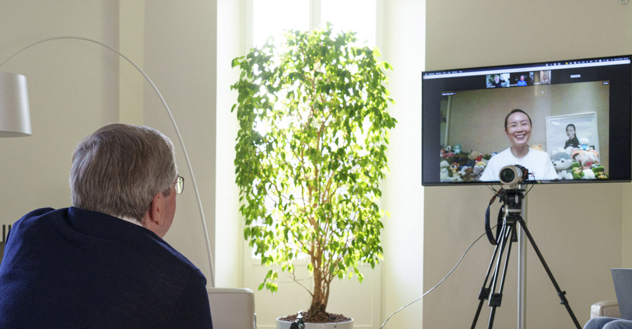 Peng makes video call