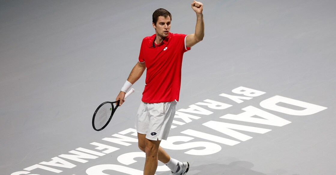 Croatia's Borna Gojo reacts during his match against Dusan Lajovic. Photo: Reuters/Susana Vera