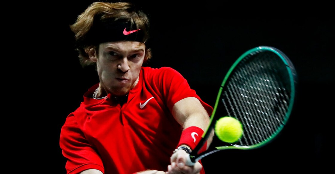 Andrey Rublev in action against Dominik Koepfer. Photo: Reuters/Susana Vera