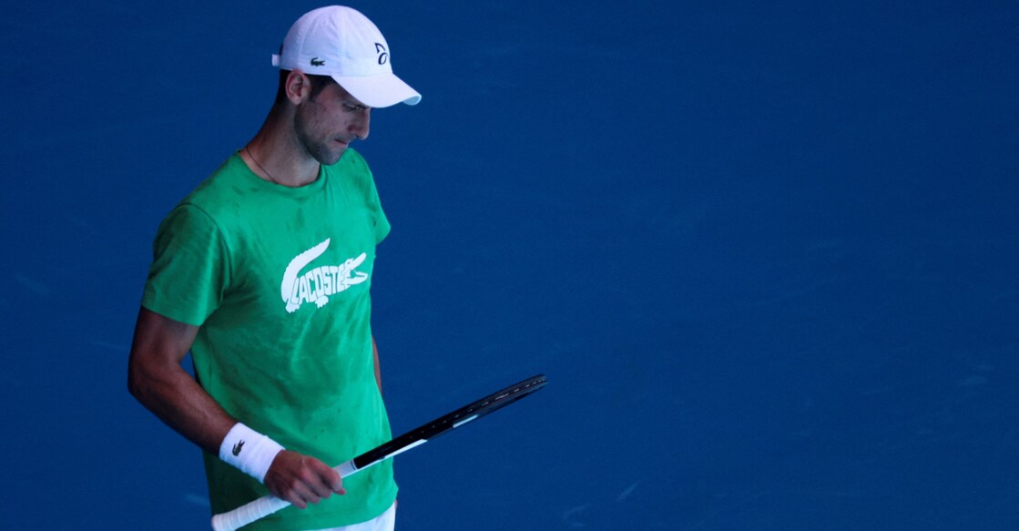Novak Djokovic practices at Melbourne Park on Thursday. File photo: Reuters/Loren Elliott 