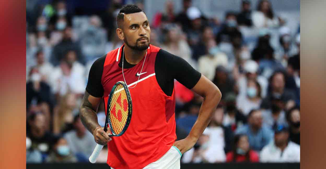 Australia's Nick Kyrgios during his first round match against Britain's Liam Broady. Photo: Reuters