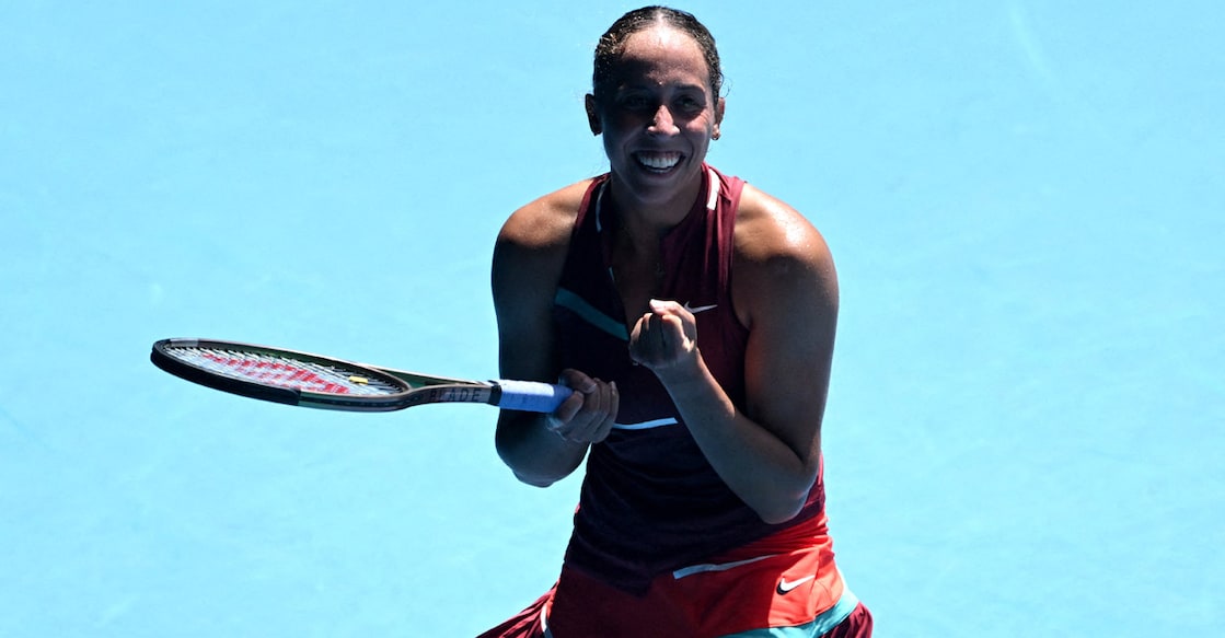 Madison Keys celebrates winning her quarterfinal against Barbora Krejcikova. Photo: Reuters/Morgan Sette
