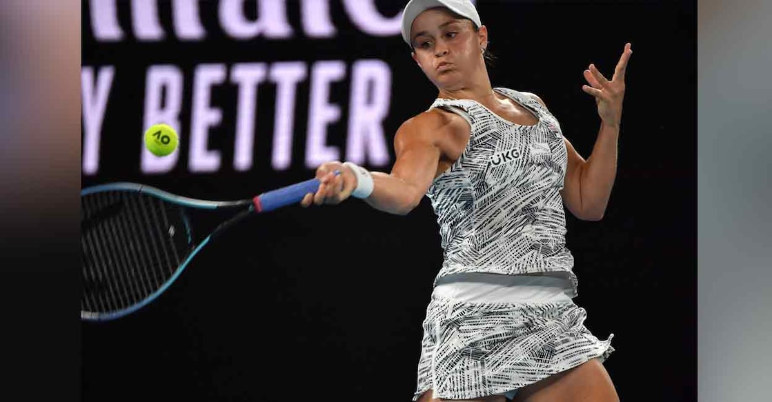 Ashleigh Barty plays a shot against Madison Keys in the semifinals of the Australian Open in Melbourne on Thursday. Photo: AFP