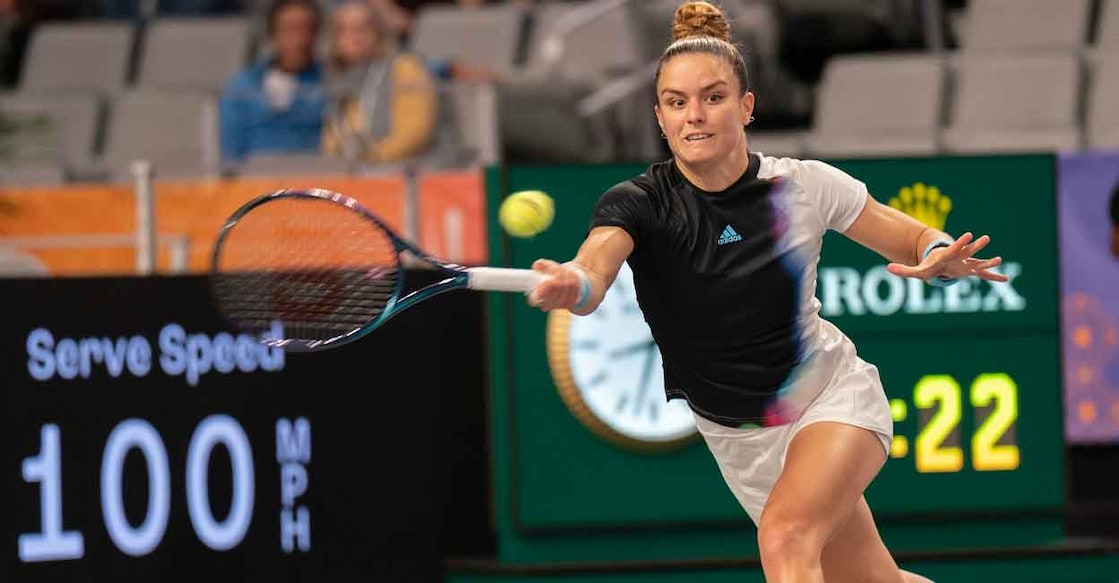 Maria Sakkari in action against Aryna Sabalenka. Photo: Reuters/USA TODAY Sports/Susan Mullane