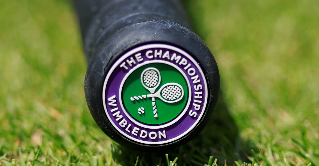 General view of the Wimbledon logo on the base of the handle of a tennis racquet. File photo: Reuters/Andrew Couldridge
