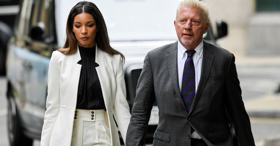 Boris Becker arrives with his partner Lilian de Carvalho Monteiro at Southwark Crown Court in London. Photo: Reuters/Toby Melville