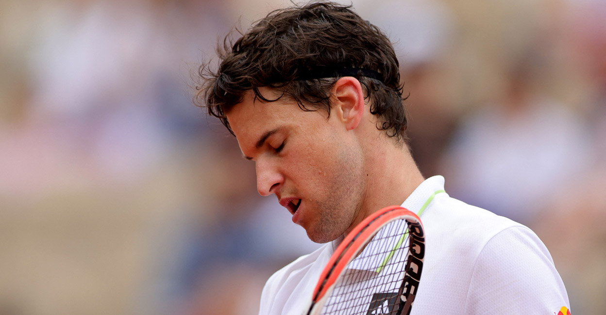 Dominic Thiem reacts during his first round match against Bolivia's Hugo Dellien. Photo: Reuters/Pascal Rossignol