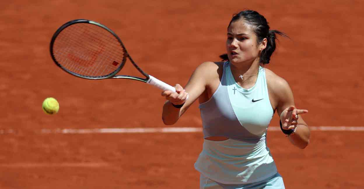 Britain's Emma Raducanu in action during her second round match against Belarus' Aliaksandra Sasnovich. Photo: Reuters/ Yves Herman