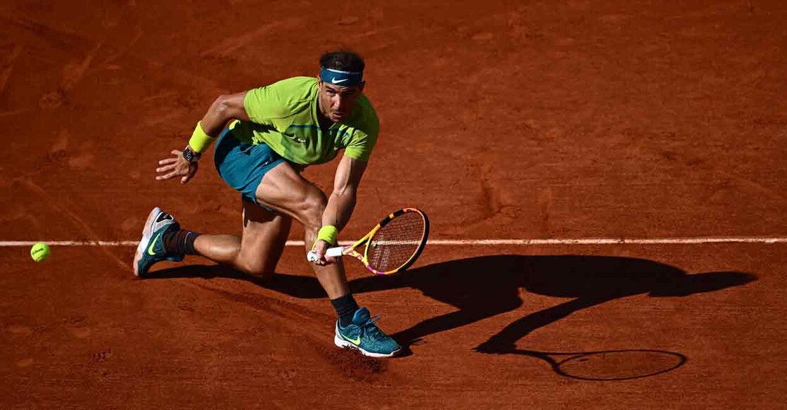 Spain's Rafael Nadal returns the ball to Netherland's Botic Van De Zandschulp during their men's singles match on day six of the Roland-Garros Open tennis tournament at the Court Suzanne-Lenglen in Paris on Friday. Photo: AFP/ Anne-Christine Poujoulat
