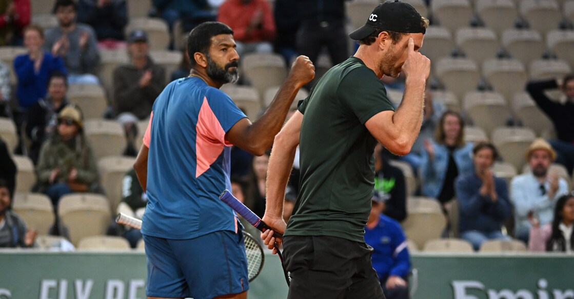 Rohan Bopanna and Matwe Middelkoop fought back after losing the first set. Photo: Twitter@rolandgarros