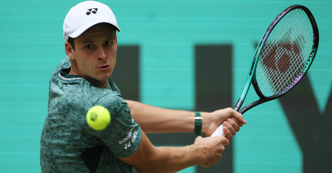 Hubert Hurkacz in action during the Halle Open final against Daniil Medvedev. File photo: Reuters/Wolfgang Rattay