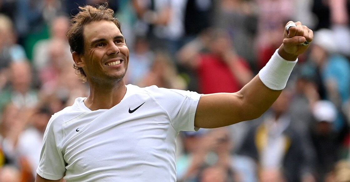 Spain's Rafael Nadal celebrates after winning his first round match against Argentina's Francisco Cerundolo. Photo: Reuters/ Toby Melville