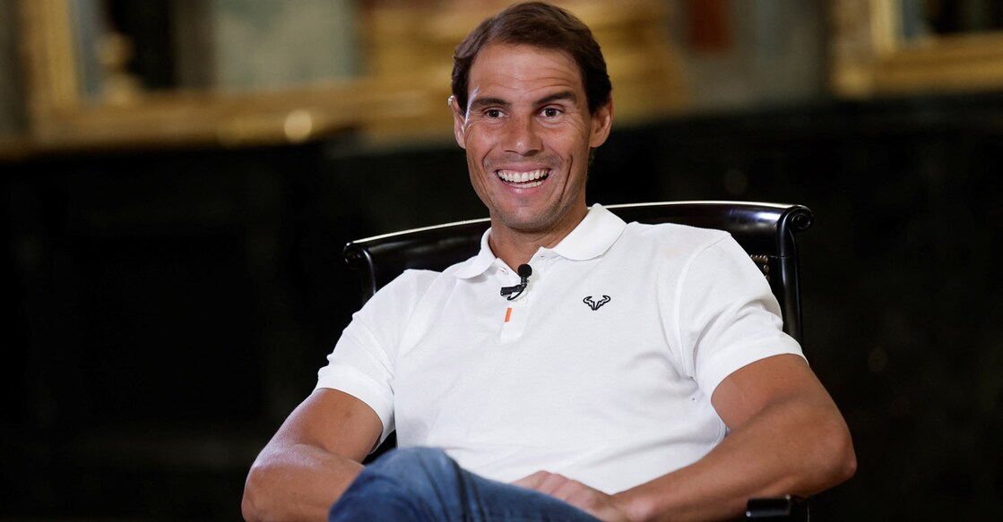 Rafael Nadal reacts during an interview after winning the French Open title. Photo:  Reuters/Benoit Tessier