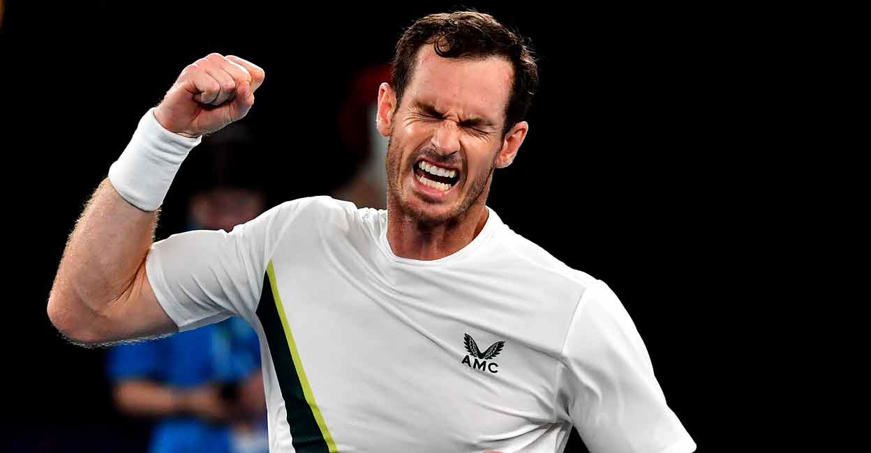 Andy Murray is pumped up after beating Matteo Berrettini. Photo: AFP/Paul Crock