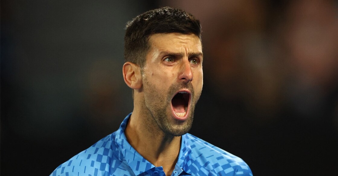 Novak Djokovic reacts during his second round match against France's Enzo Couacaud. Photo: REUTERS/Carl Recine