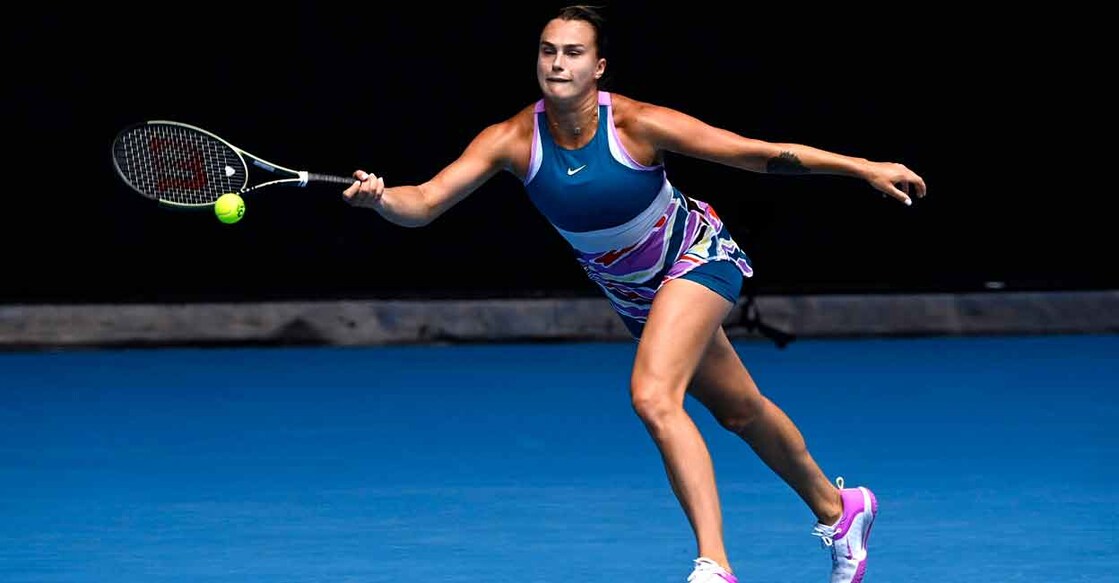 Aryna Sabalenka makes a return to Donna Vekic. Photo: Reuters/Jaimi Joy