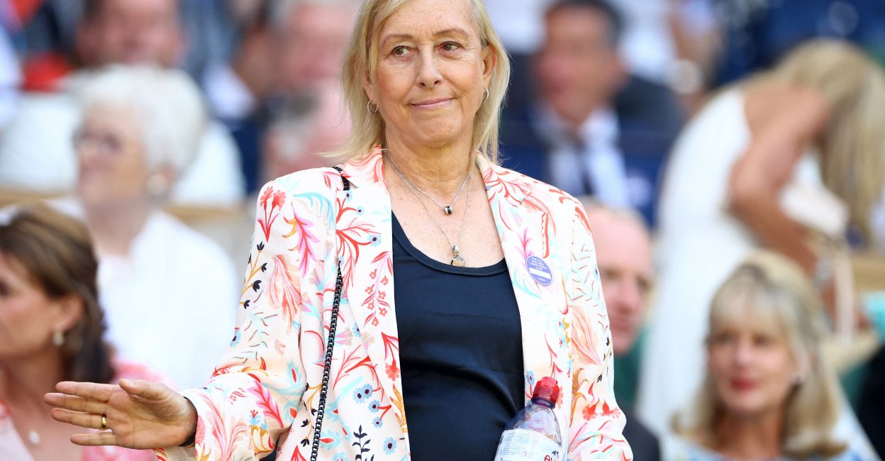 
Former tennis player Martina Navratilova in the royal box ahead of the women's singles final between Kazakhstan's Elena Rybakina and Tunisia's Ons Jabeur. Photo: Hannah Mckay/Reuters