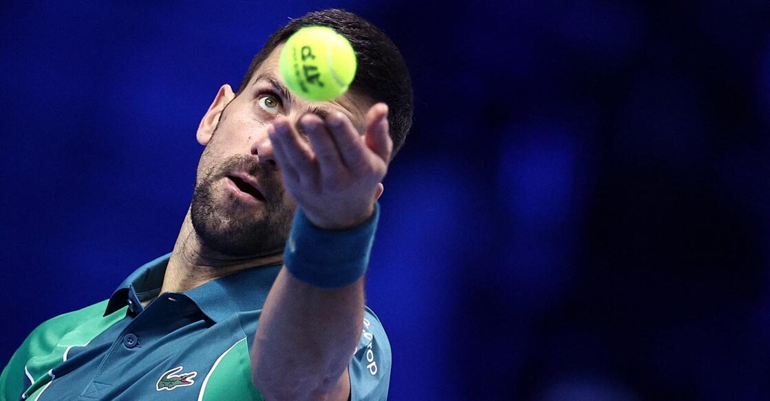Novak Djokovic in action against Hubert Hurkacz. Photo: Reuters/Guglielmo Mangiapane