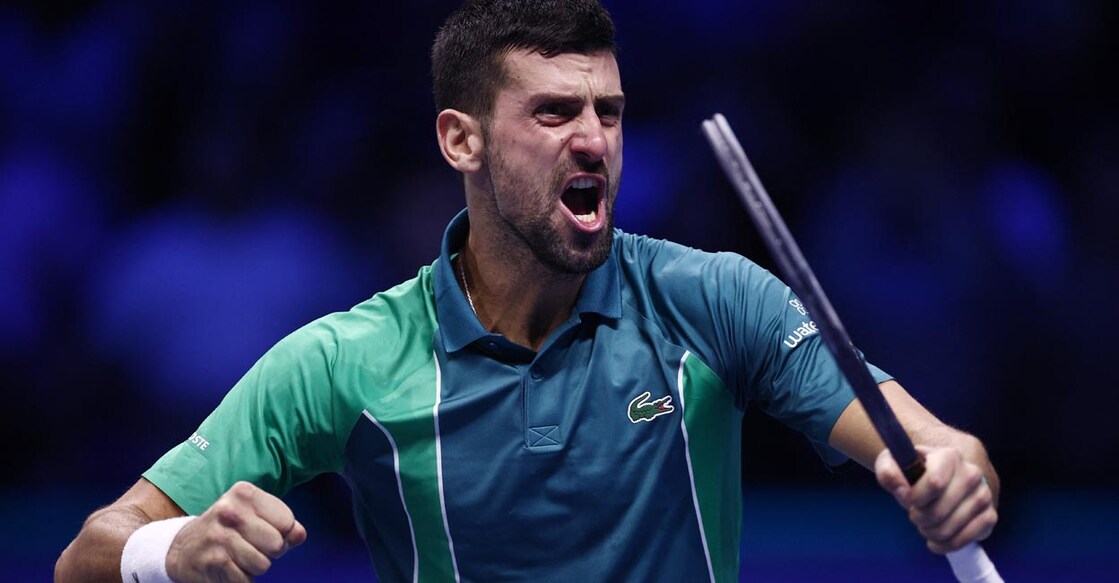 Novak Djokovic celebrates after winning the final against Italy's Jannik Sinner. Photo: Reuters/Guglielmo Mangiapane