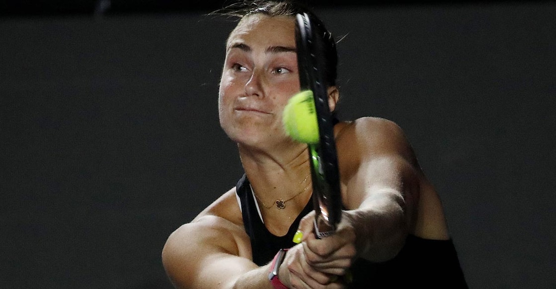 Aryna Sabalenka in action during her match against Elena Rybakina. Photo: Reuters/Henry Romero