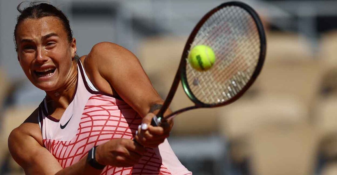 Aryna Sabalenka in action during her first round match against Marta Kostyuk. Photo: Reuters/Kai Pfaffenbach