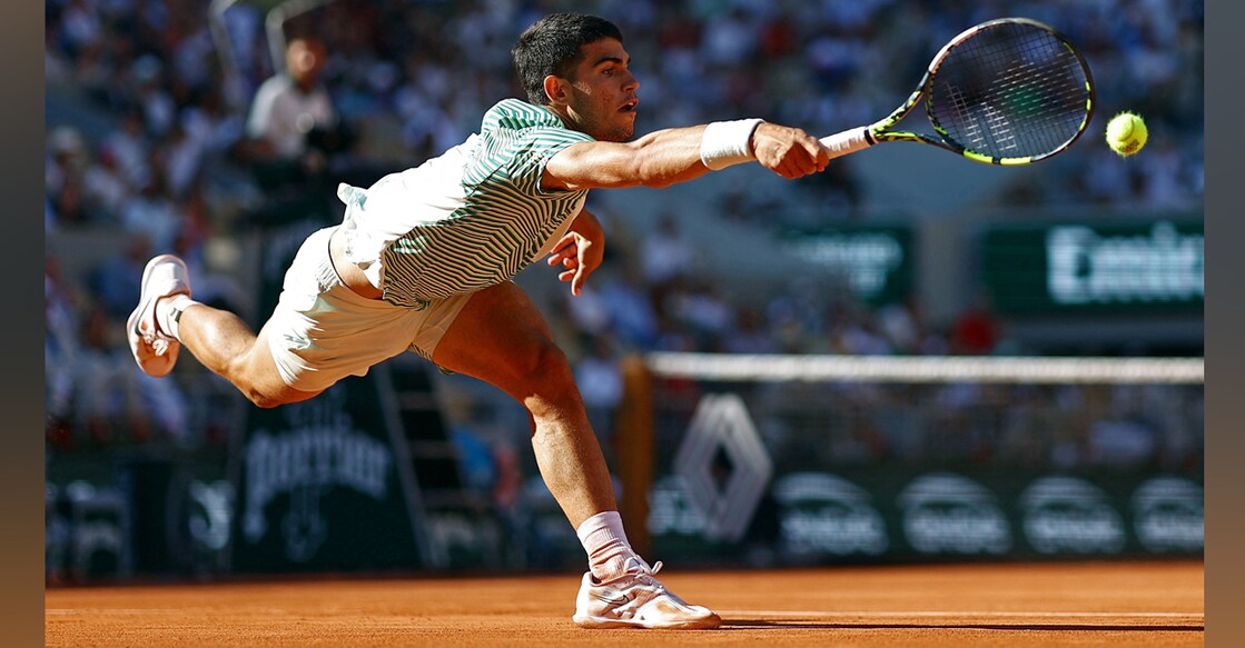 Spain's Carlos Alcaraz in action during his second round match against Japan's Taro Daniel. Photo: Reuters/Lisi Niesner