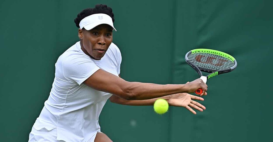 Venus Williams in action at the 2021 Wimbledon Championships. File photo: AFP/Ben Stansall