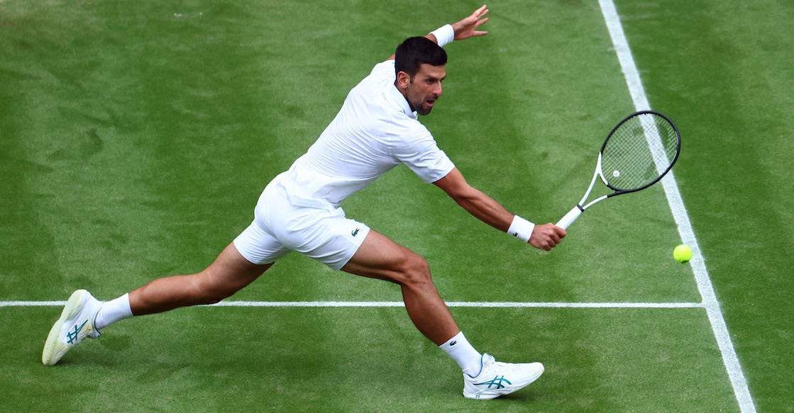 Serbia's Novak Djokovic in action during his quarterfinal match against Russia's Andrey Rublev. Photo: Reuters/Toby Melville