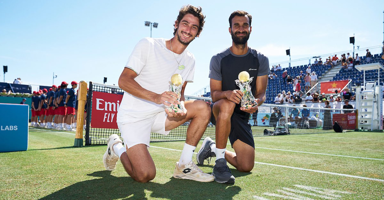 It was the first ATP Tour title for both Lloyd Harris and Yuki Bhambri. Photo: IANS