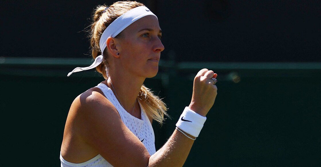 Petra Kvitova Petra Kvitova reacts after winning a point against Aliaksandra Sasnovich. Photo: Reuters/Hannah Mckay