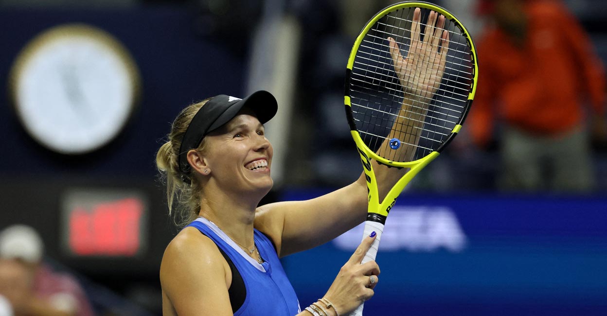Caroline Wozniacki Caroline Wozniacki celebrates her win. Photo: Reuters/Brendan Mcdermid