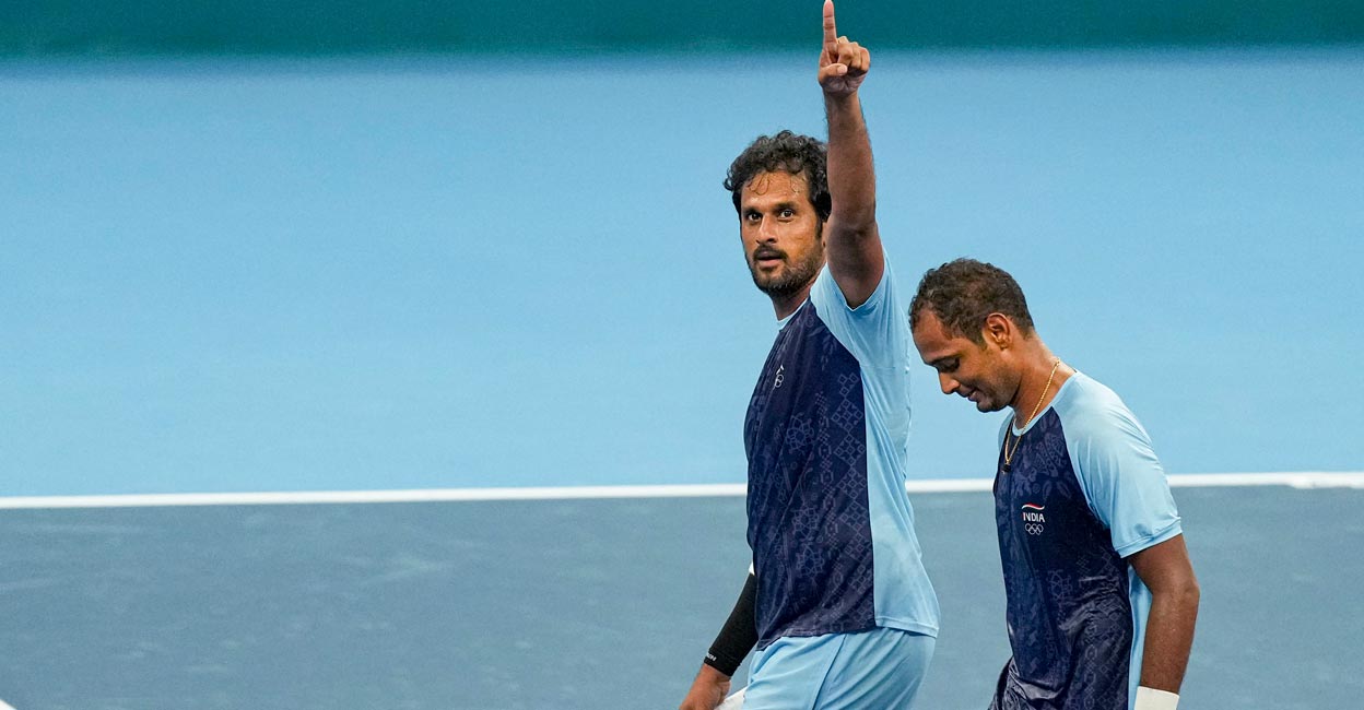 Saketh Myneni and Ramkumar Ramanathan Saketh Myneni and Ramkumar Ramanathan react after reaching the final. Photo: PTI/Shailendra Bhojak