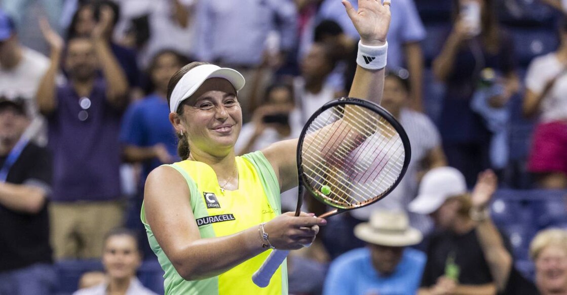 Latvia's Jelena Ostapenko celebrates her win against Poland's Iga Swiatek during the US Open tennis tournament women's singles round of 16 match at the USTA Billie Jean King National Tennis Center in New York City. Photo: Corey Sipkin/ AFP
