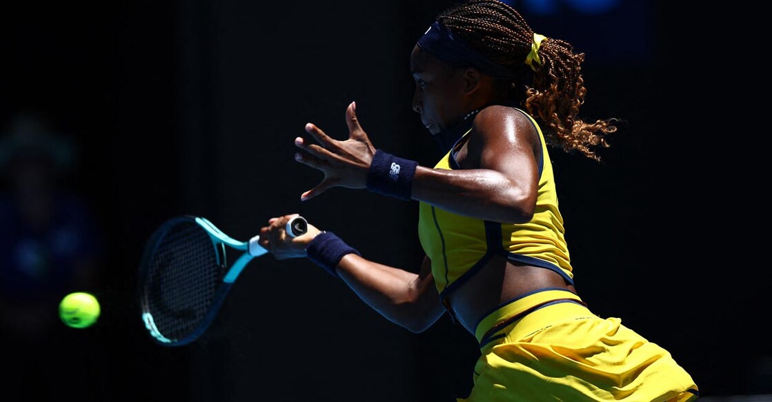 Coco Gauff in action against Anna Karolina Schmiedlova. Photo: Reuters/Edgar Su
