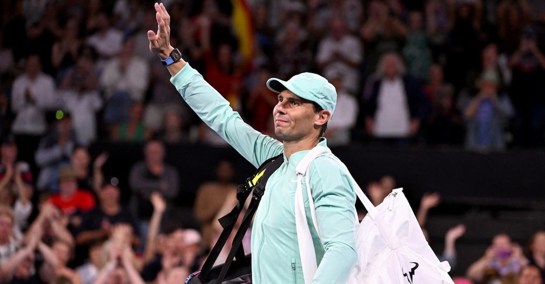 Rafael Nadal acknowledges the spectators after winning his opening match. Photo: AFP/William West