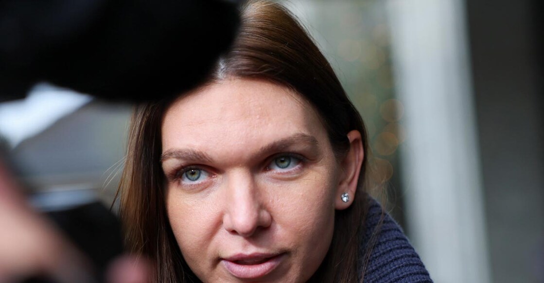 Simona Halep speaks to the media after a hearing at the Court of Arbitration for Sport in Lausanne on Friday. Photo: Reuters/Denis Balibouse