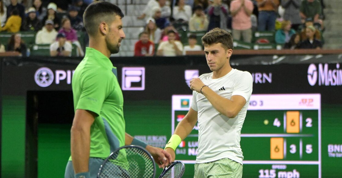 Novak Djokovic and Luca Nardi during their third round match. Photo: USA TODAY Sports/Jayne Kamin-Oncea via Reuters