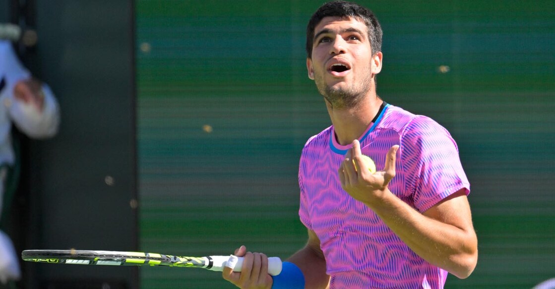Carlos Alcaraz reacts to swarm of bees flying past him during the quarterfinal against Alexander Zverev. Photo: USA TODAY Sports/Jayne Kamin-Oncea via Reuters
