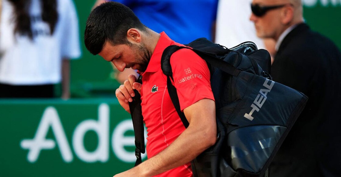 A dejected Novak Djokovic leaves the court after the loss. Photo: AFP/Valery Hache