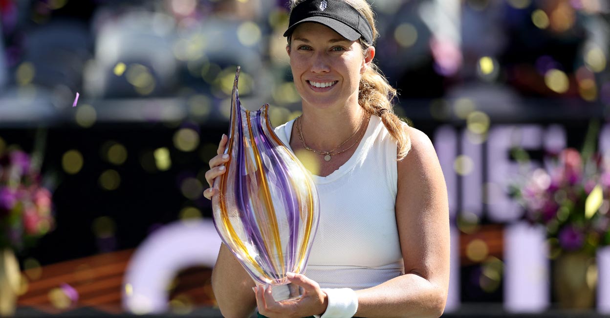Danielle Collins Danielle Collins poses with the winner's trophy. Photo: AFP/Elsa