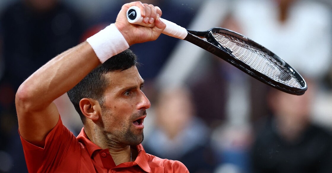 Serbia's Novak Djokovic reacts during his second round match against Spain's Roberto Carballes Baena. Photo: Reuters/Lisi Niesner