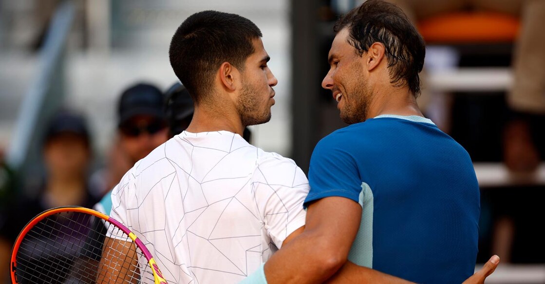 Nadal, left, won an Olympic gold medal in 2008, but the Paris Games will be Alcaraz's first. File photo: Reuters/Juan Medina