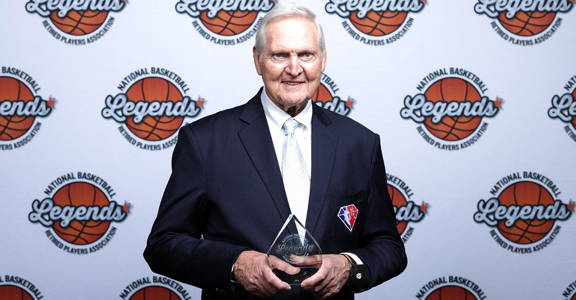 Jerry West poses for a portrait with the Legend of the Year Award during the 22nd Annual NBA Legends Awards on February 20, 2022. File photo: AFP/David Sherman 