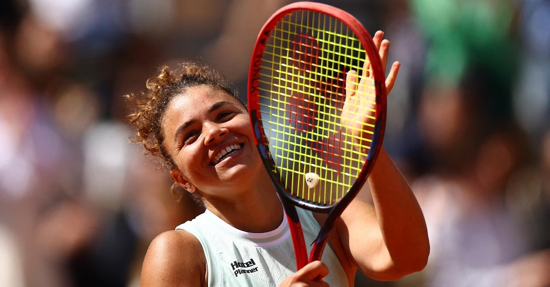 Jasmine Paolini celebrates winning her quarterfinal against Elena Rybakina. Photo: Reuters/Lisi Niesner